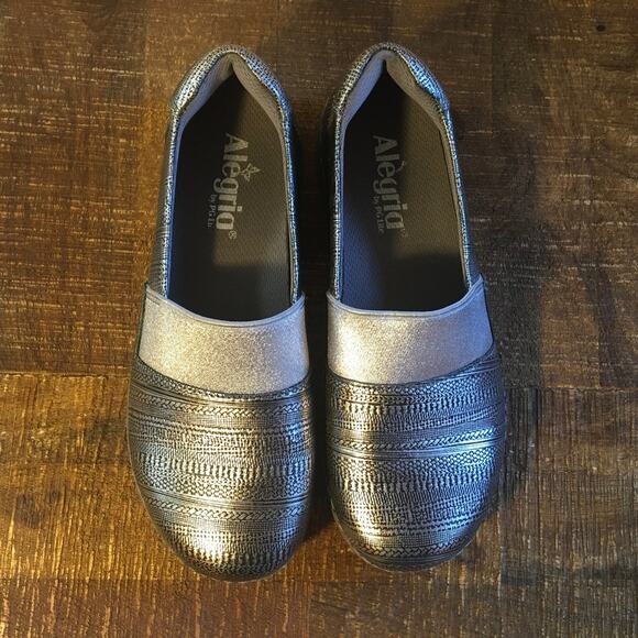 Alegria Glee Loafer Shoe Chain Mail Silver Metallic Women 37 6.5-7 Corpcore Grey - Picture 3 of 5